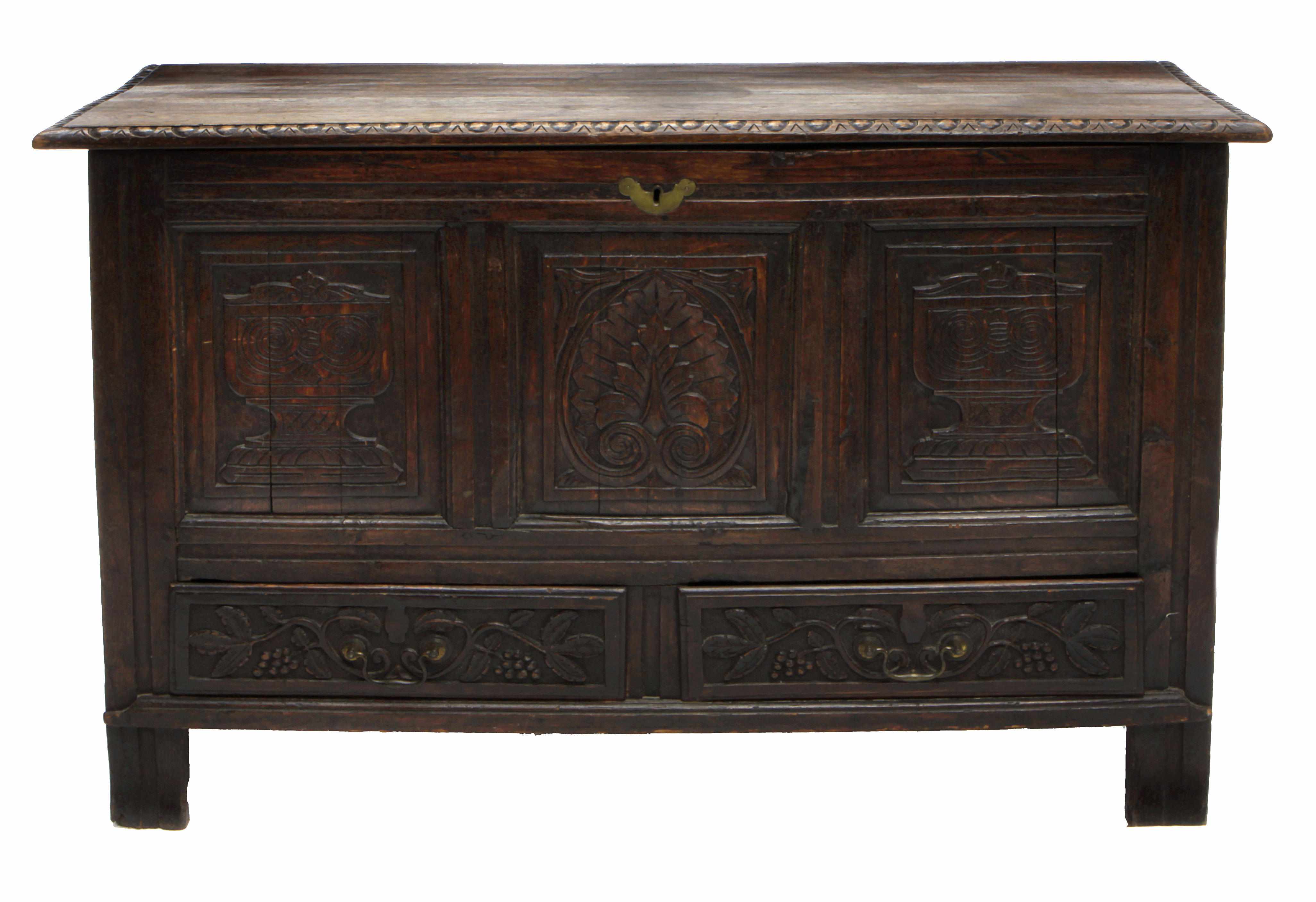 Appraisal: A Continental Baroque oak carved chest late th early th