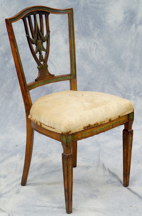 Appraisal: Carved and painted Adams side chair h Estimate -