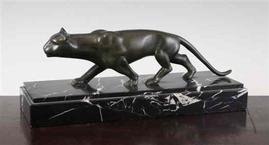 Appraisal: An Art Deco bronzed spelter model of a panther on