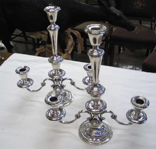 Appraisal: PAIR OF GORHAM STERLING SILVER CANDELABRA -light with center removable