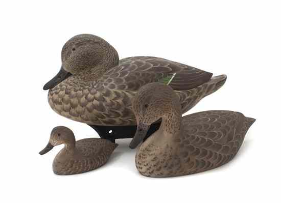 Appraisal: Three Carved Wood and Painted Duck Decoys each of graduated