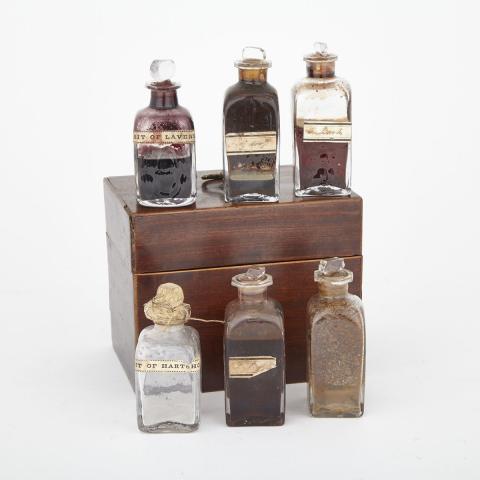 Appraisal: Regency Satinwood Strung Mahogany Apothecary Case early th century opening