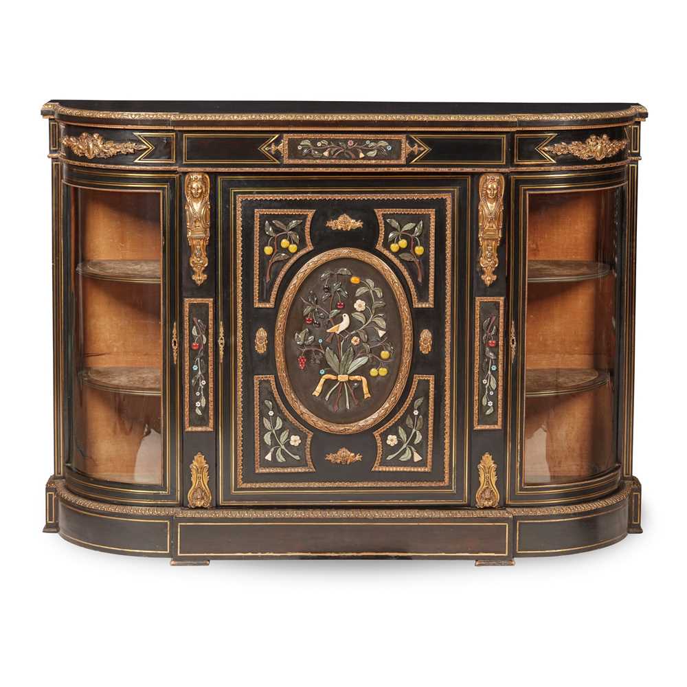 Appraisal: VICTORIAN EBONISED PIETRA DURA AND GILT METAL MOUNTED SIDE CABINET