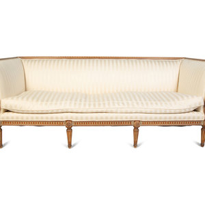 Appraisal: A Gustavian Style Carved Natural Wood Upholstered Sofa TH CENTURY