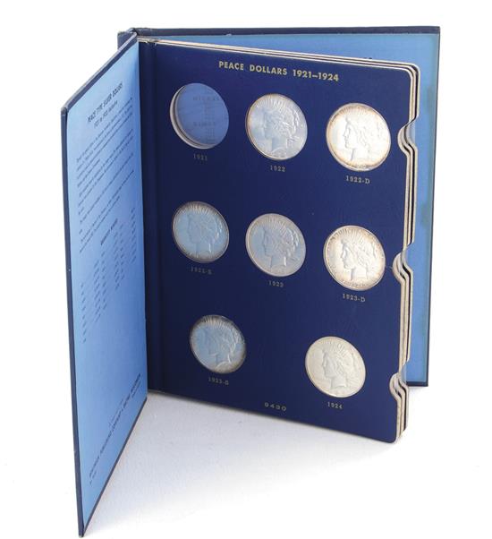 Appraisal: Coins US Peace silver dollars in Whitman album -D -S