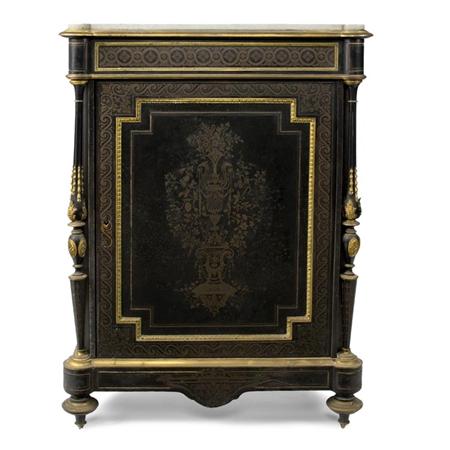 Appraisal: Napoleon III Gilt-Metal Mounted and Brass Inlaid Ebonized Side Cabinet