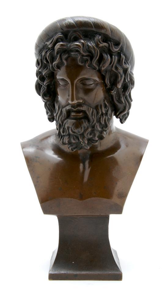 Appraisal: Continental Bronze Bust of a Greco Roman Gentleman with flowing