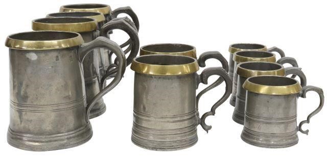 Appraisal: lot of English pewter tankards measures th th c with