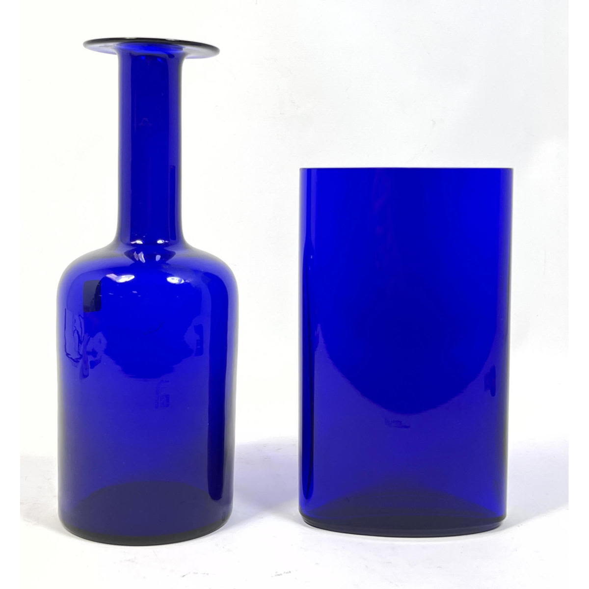 Appraisal: pc HOLME GAARD Cobalt blue vases One marked with paper