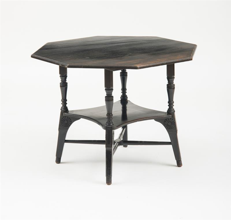 Appraisal: E W GODWIN ATTRIBUTION English Aesthetic Movement ebonized center table