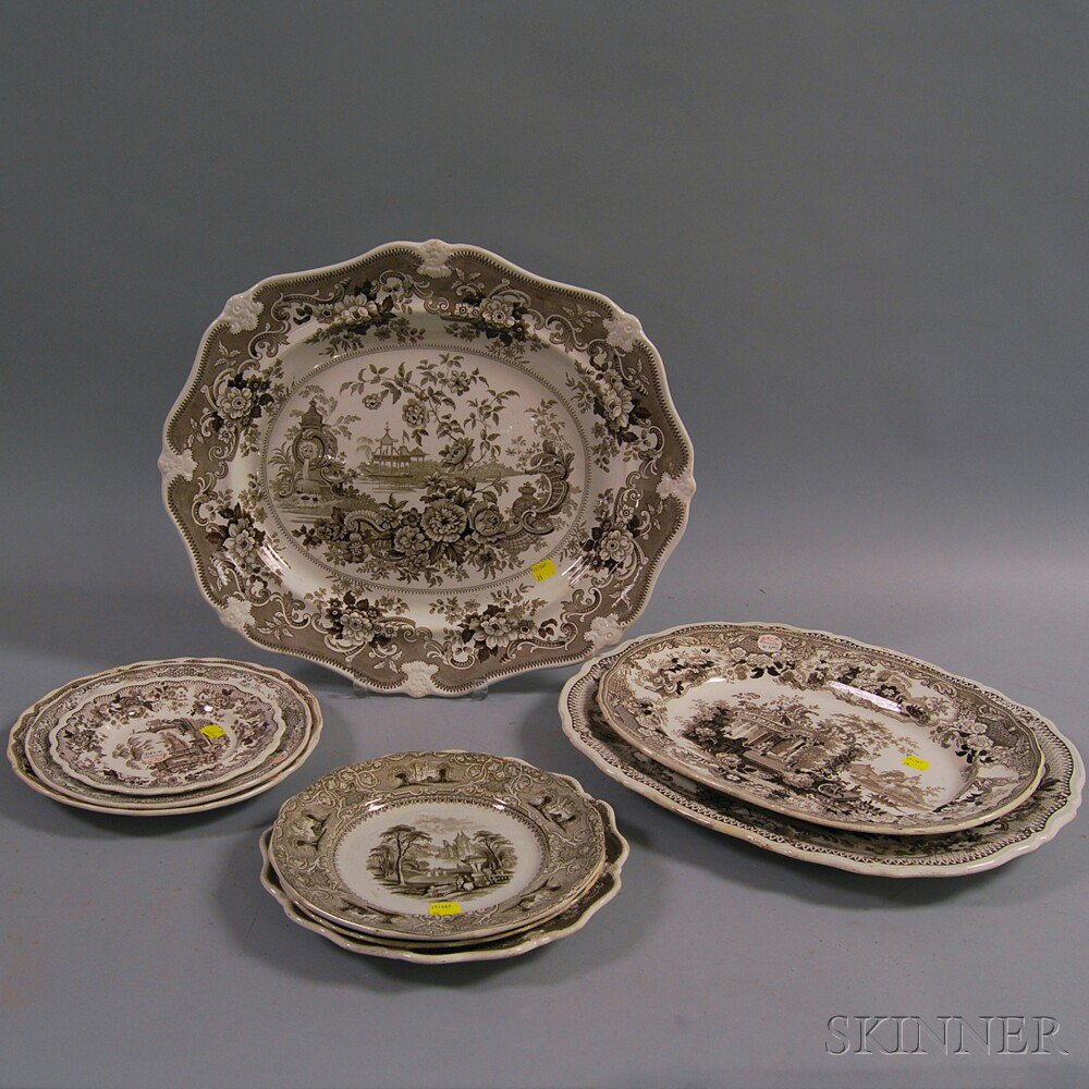 Appraisal: Nine Pieces of Brown and White Staffordshire England th century