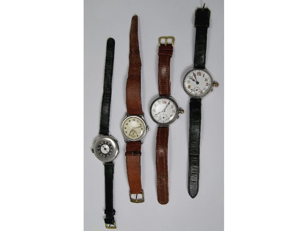 Appraisal: Collection of four interesting old wristwatches including Universal Geneve silver