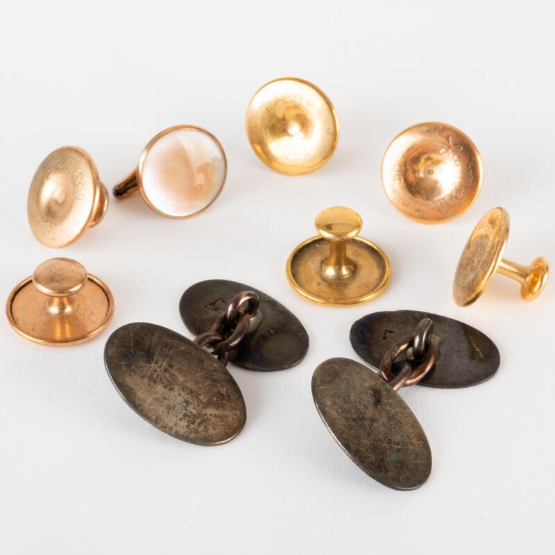 Appraisal: Group of k Gold Buttons and a Pair of Silver