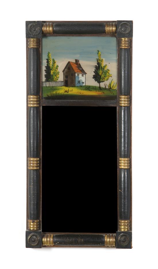 Appraisal: An American Parcel Gilt Mirror having an eglomise panel depicting