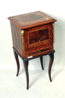 Appraisal: French Inlaid Lift Top Stand French inlaid lift top stand