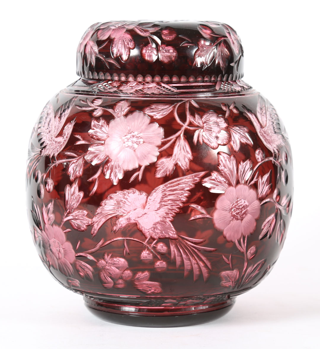 Appraisal: Cut to clear lidded glass jar Undernumber