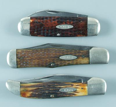 Appraisal: Three Case pocketknives single blade hunter word Case with long