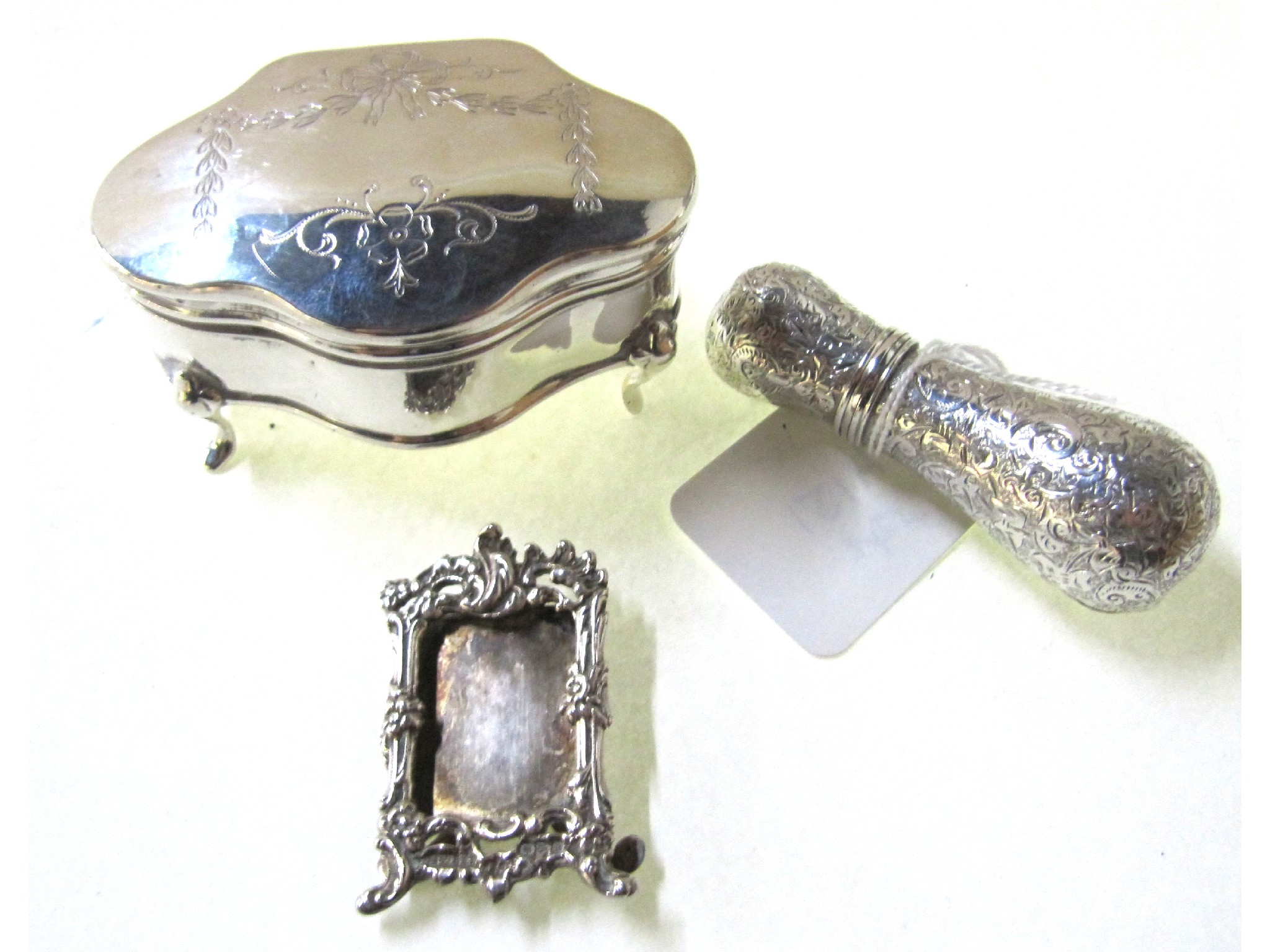 Appraisal: A lot comprising a silver jewellery box and a silver