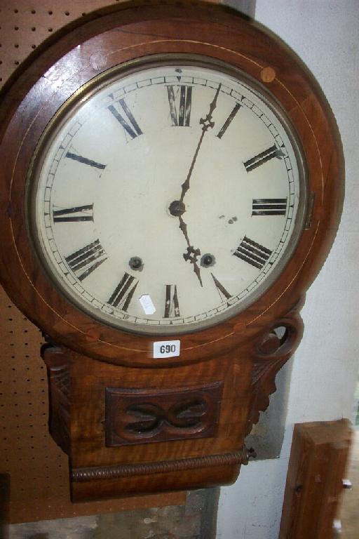 Appraisal: A late th century drop dial wall clock with -day