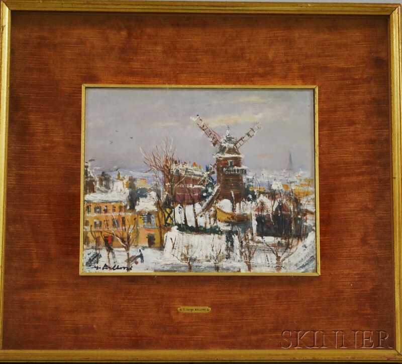 Appraisal: Serge Belloni Italian b Parisian Windmill in Winter Signed S