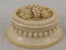 Appraisal: An oval ivory jewellery box the waisted body with bead