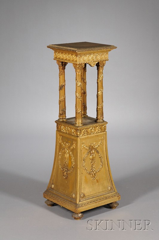 Appraisal: Empire Revival Giltwood and Composition Pedestal early th century square