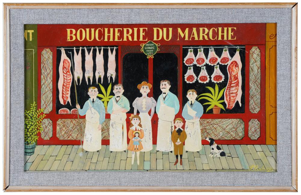 Appraisal: FERNAND BOILAUGES - BOUCHERIE DU MARCHE oil on board Provenance