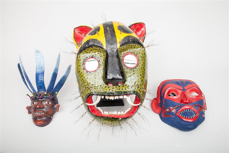 Appraisal: Assorted Group of Three Masks Comprising a panther mask a