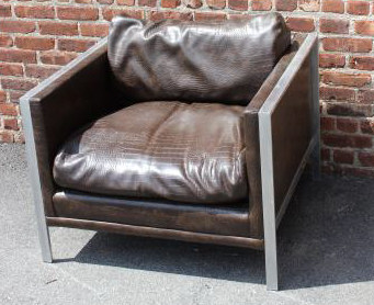 Appraisal: Midcentury Tomlinson Lounge Chair With alligator style upholstery and chrome