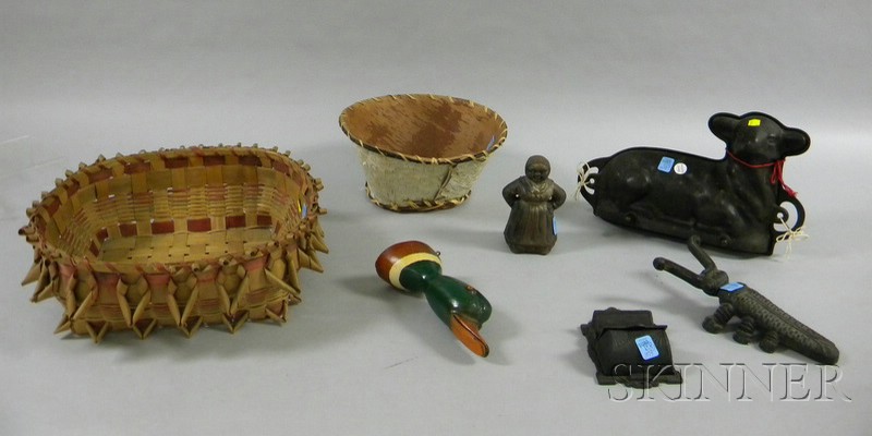 Appraisal: Seven Assorted Decorative and Collectible Items a cast iron beetle-form