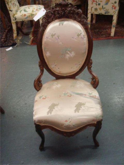 Appraisal: Victorian Carved and Upholstered Chair Great quality From a Washington