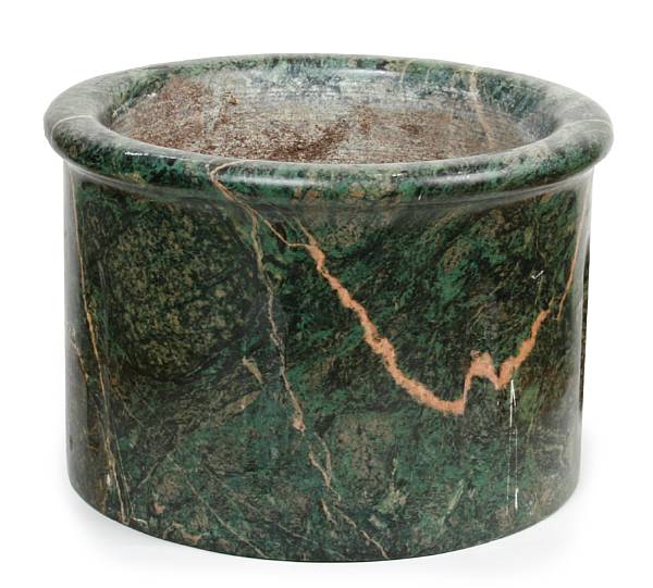 Appraisal: A pair of green marble jardineres height in diameter in