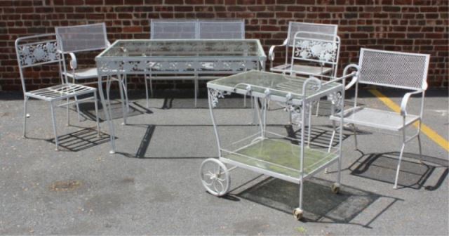 Appraisal: Vintage Iron Outdoor Furniture Lot Including a table and chairs