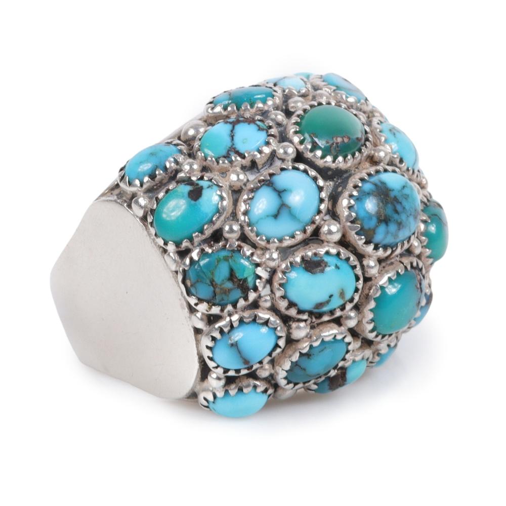 Appraisal: FRANK PATANIA SR THUNDERBIRD SHOP STERLING SILVER TURQUOISE DOMED RING