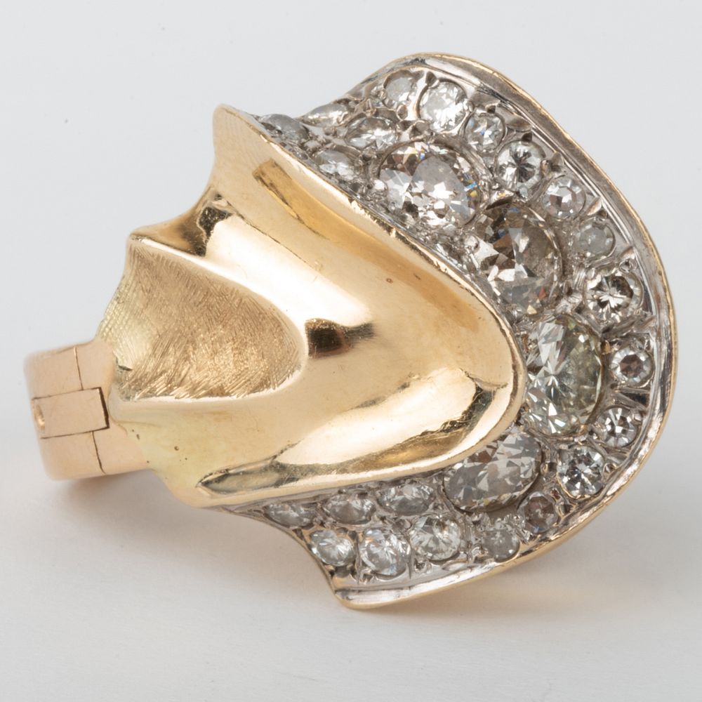 Appraisal: k Gold and Diamond Wave Ring Marked ' k Surefit