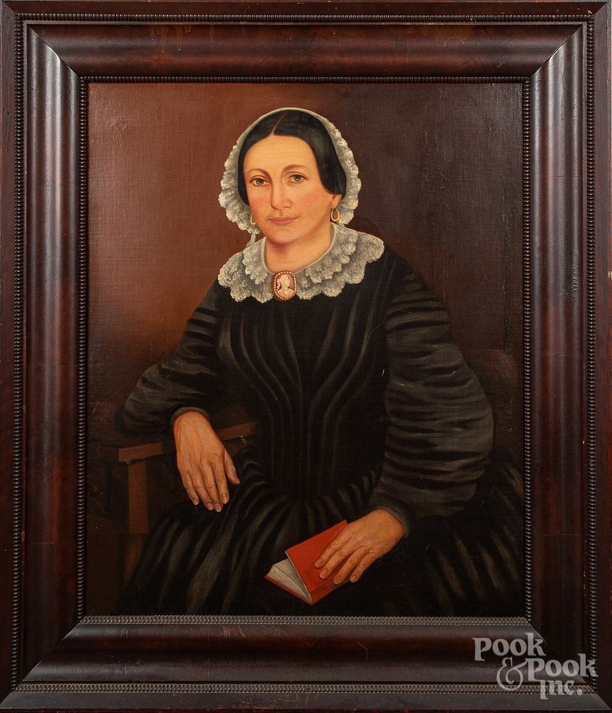 Appraisal: American oil on canvas portrait of a woman American oil