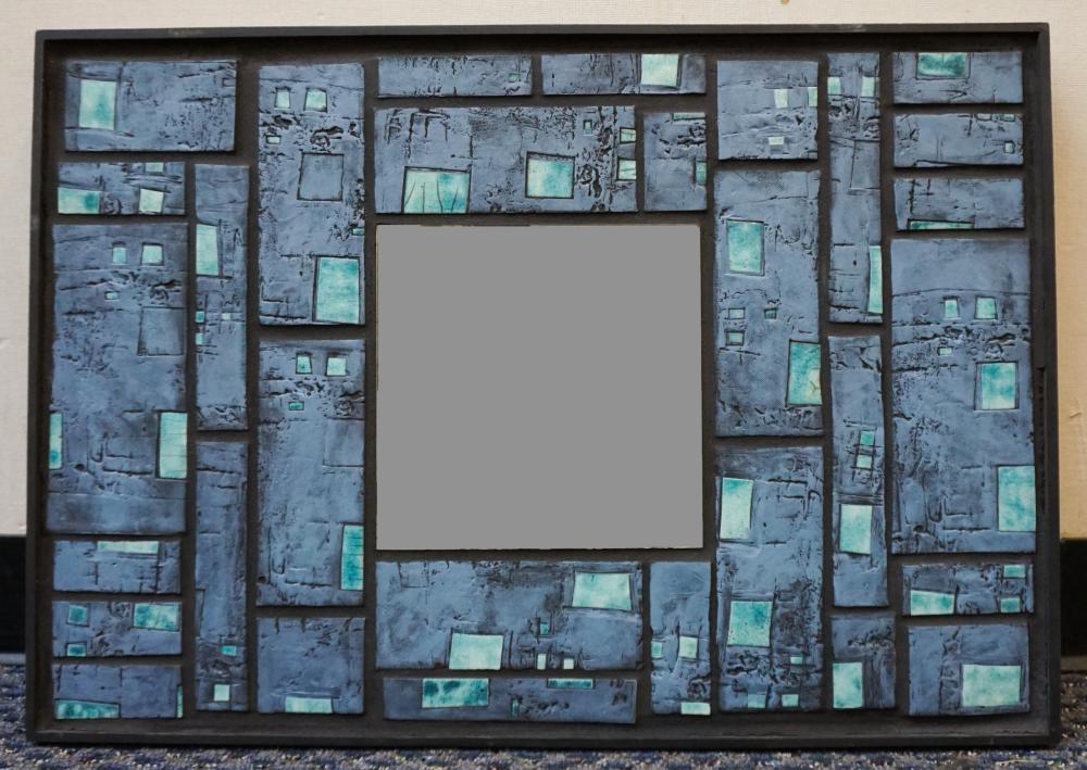 Appraisal: EILEEN YOUNG MIRRORED MIXED MEDIA CONSTRUCTION IN BLUE AND BLACK