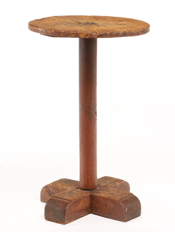 Appraisal: AMERICAN COUNTRY CANDLESTAND First quarter th century mixed woods including