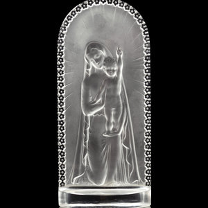 Appraisal: A Lalique Vierge l'Enfant Plaque Second Half th Century Height