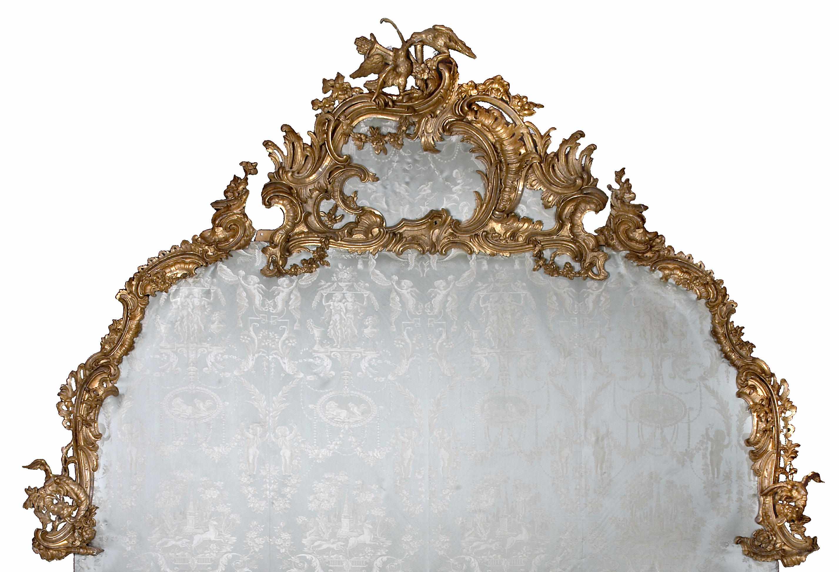 Appraisal: An imposing Italian Rococo style carved giltwood headboard late th