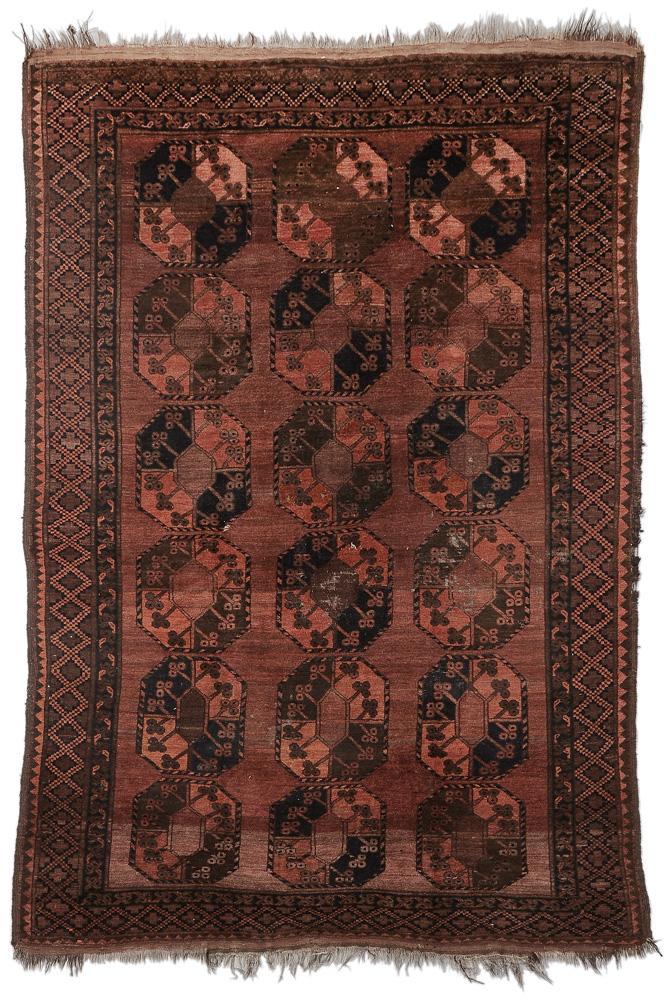 Appraisal: Turkman Carpet Turkish early th century rows of guls on