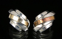 Appraisal: Tiffany Co Sterling Silver and Gold Earclips Marked Tiffany sterling