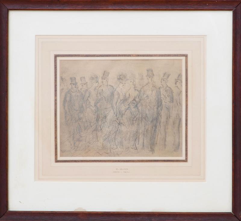 Appraisal: CONSTANTIN GUYS - AU PROMENOIR Pencil and ink on beige