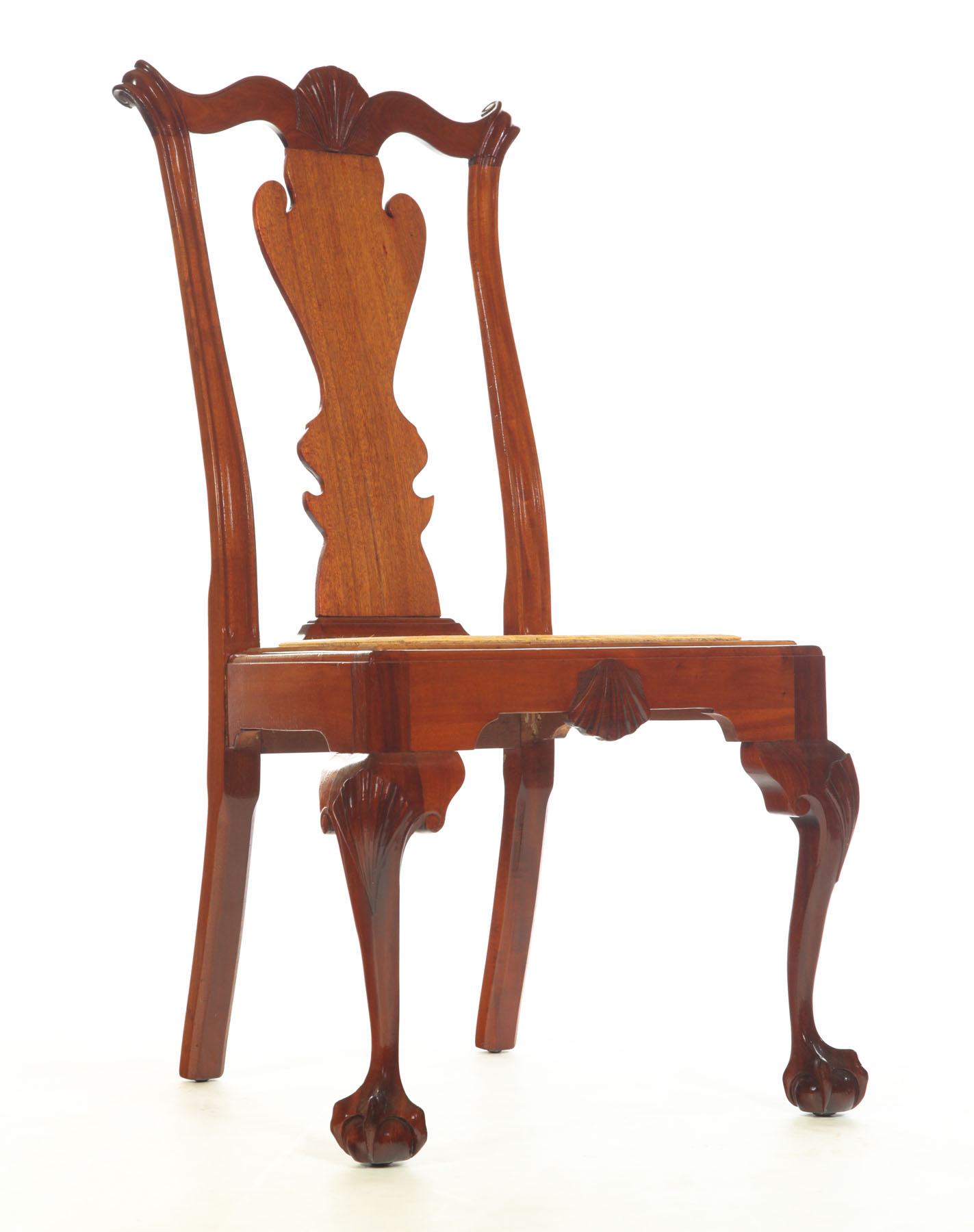 Appraisal: CHIPPENDALE-STYLE SIDE CHAIR American th century mahogany Vasiform splat ball