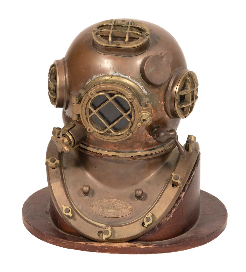 Appraisal: REPRODUCTION COPPER AND BRASS DIVER S HELMET MID- TH CENTURY