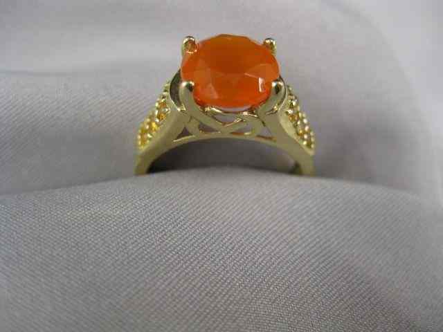 Appraisal: Fire Opal Ring four carat round Mexican gem with yellow