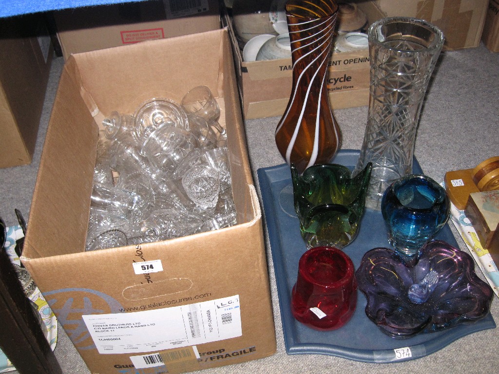 Appraisal: Lot comprising a box of glassware and a tray lot