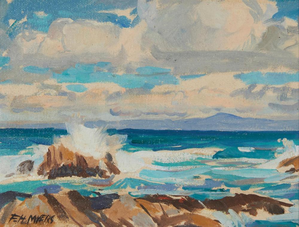 Appraisal: Frank Harmon Myers - Pacific Grove CA Rocky coastal Oil