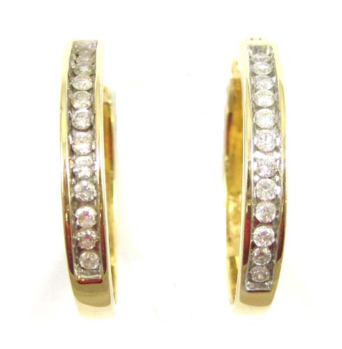 Appraisal: PAIR OF DIAMOND HOOP EARRINGS each k yellow gold set