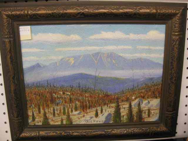 Appraisal: Paul Hower Oil Western Landscape on board listed artist image